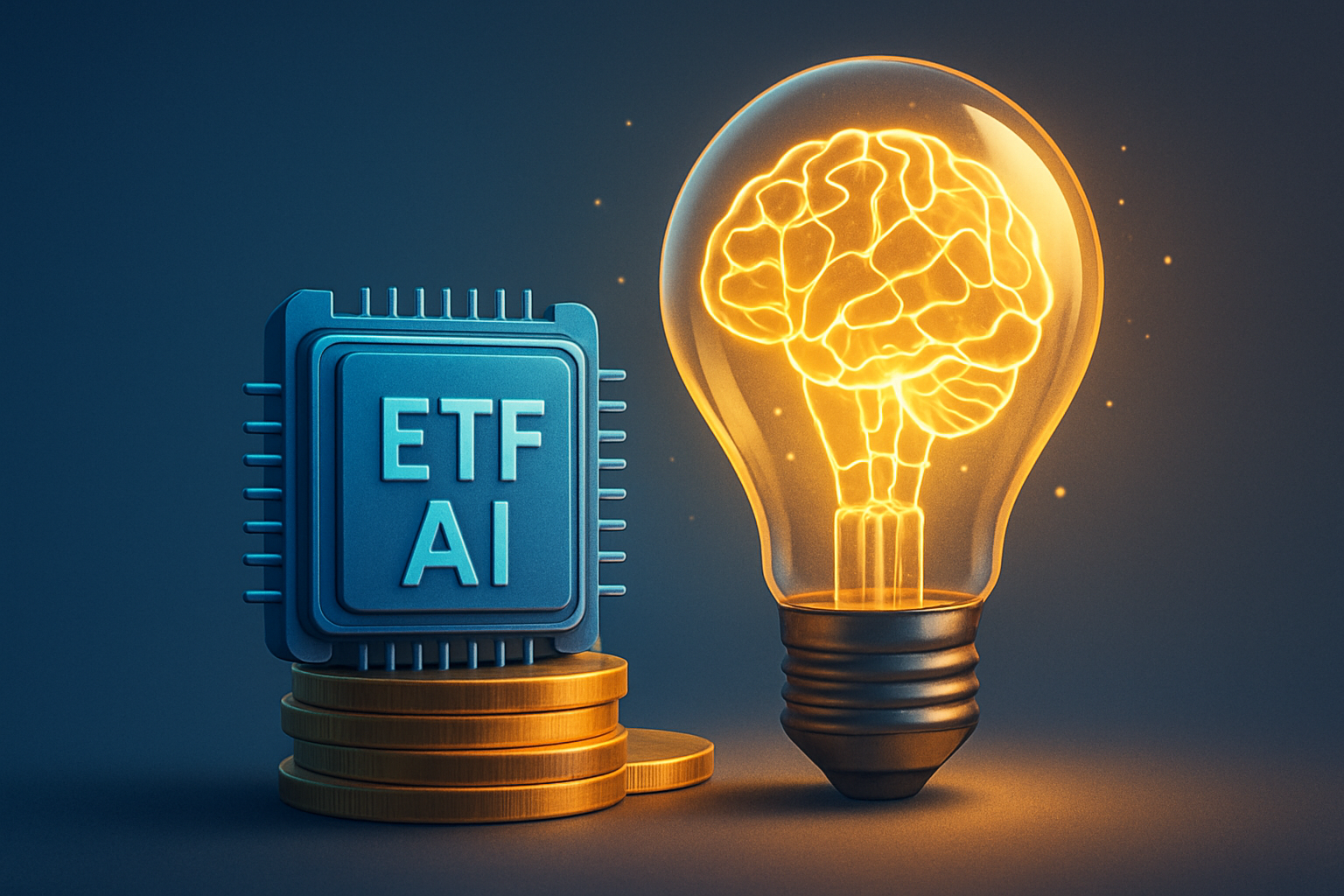 ETF IA : un investisseur consulte des données financières numériques sur l'intelligence artificielle, dans une ambiance technologique et réaliste.