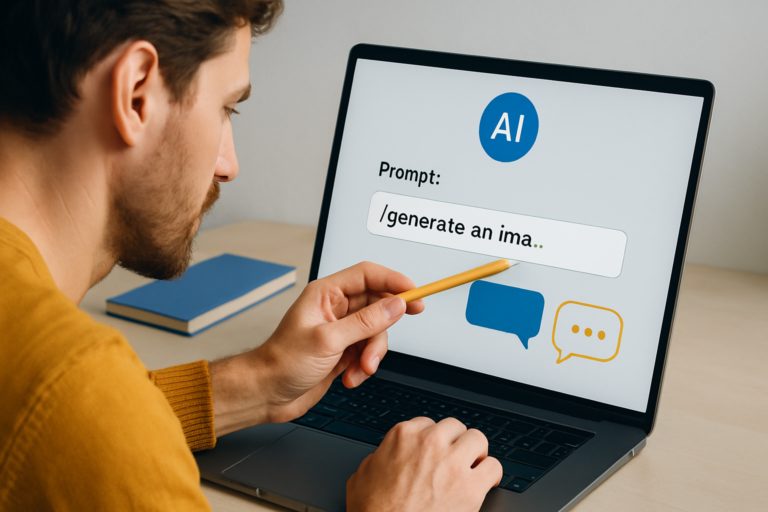 Prompt IA : un expert concentré ajuste les derniers détails d’un prompt IA sur écran, dans un environnement de travail moderne et lumineux.
