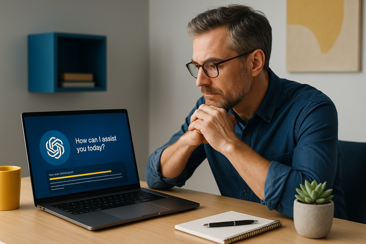 prompt ChatGPT gratuit utilisé par un professionnel pour générer du contenu de qualité, sur un écran d’ordinateur dans un cadre de travail moderne