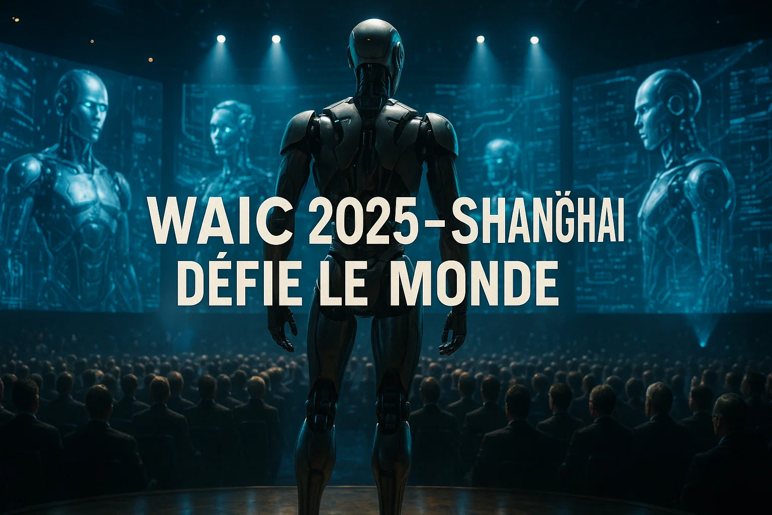 waic 2025 à Shanghai avec robot humanoïde sur scène lors de la conférence mondiale sur l’intelligence artificielle
