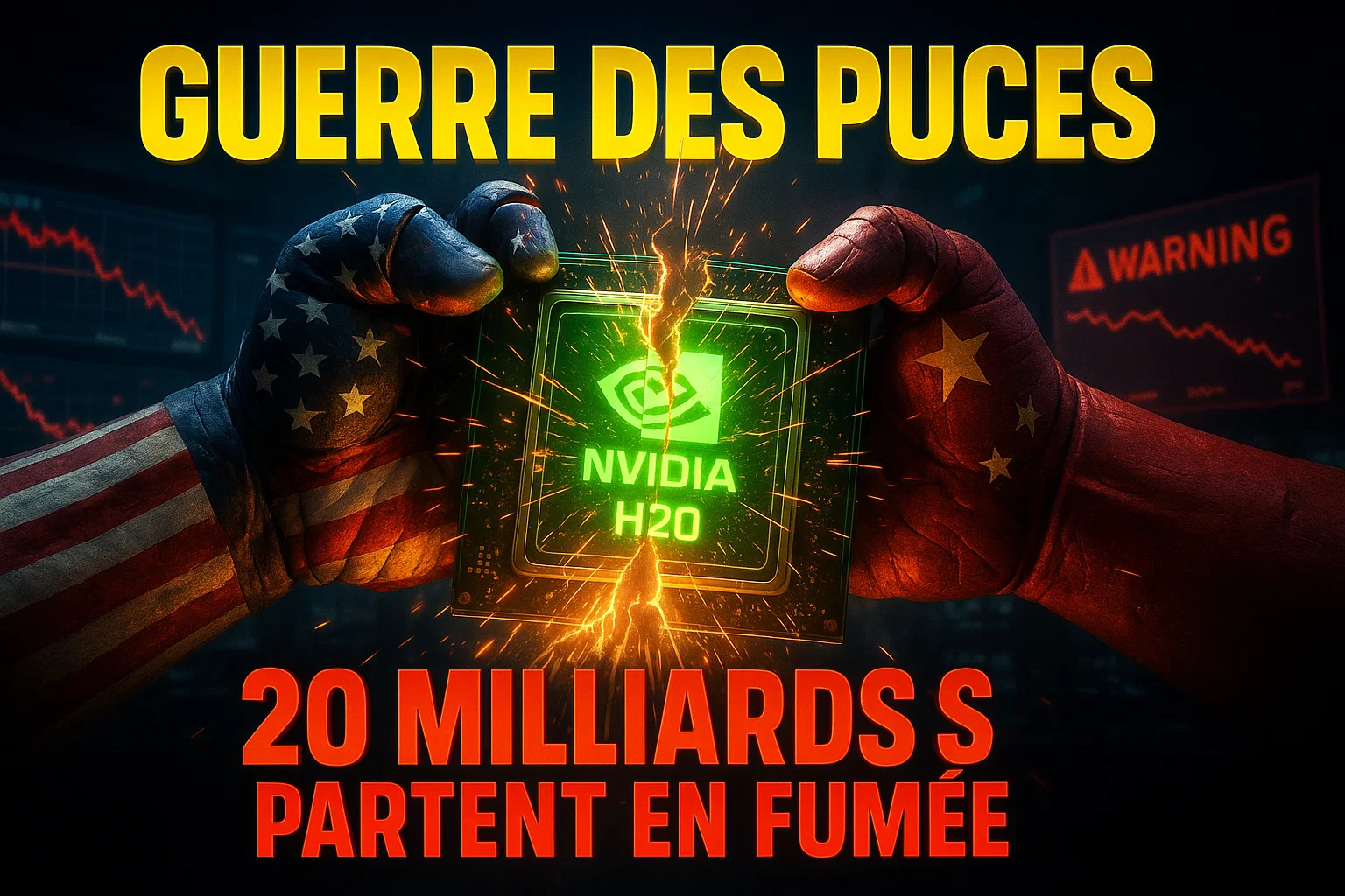 Conflit NVIDIA-Chine sur les puces H20 : processeur déchiré entre drapeaux US et chinois, 20 milliards de pertes en jeu