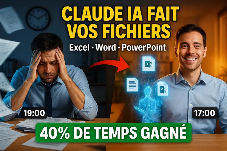 Claude IA génère automatiquement des fichiers Excel Word PowerPoint, comparaison avant après avec 40% de temps gagné