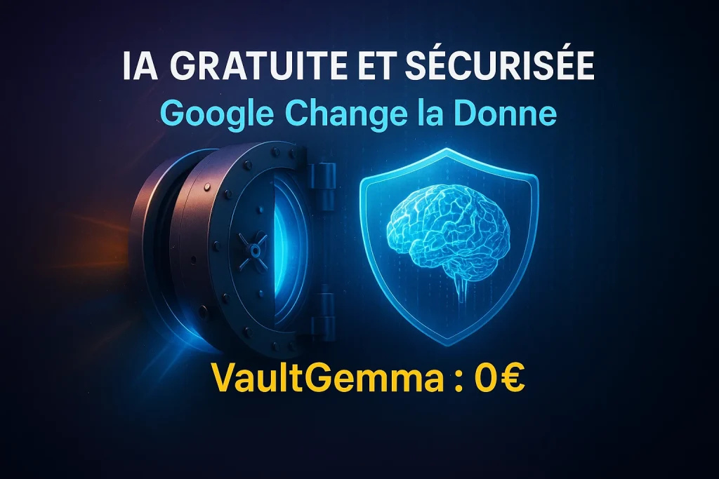 Interface VaultGemma montrant l'intelligence artificielle confidentielle gratuite de Google pour protéger les données PME