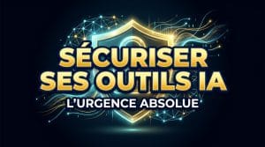 Bouclier futuriste protégeant des réseaux de données, illustrant l'urgence de sécuriser ses outils IA.